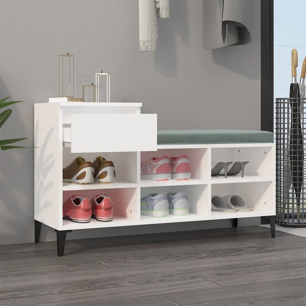 vidaXL Armoire à chaussures Blanc 102x36x60 cm Bois d'ingénierie