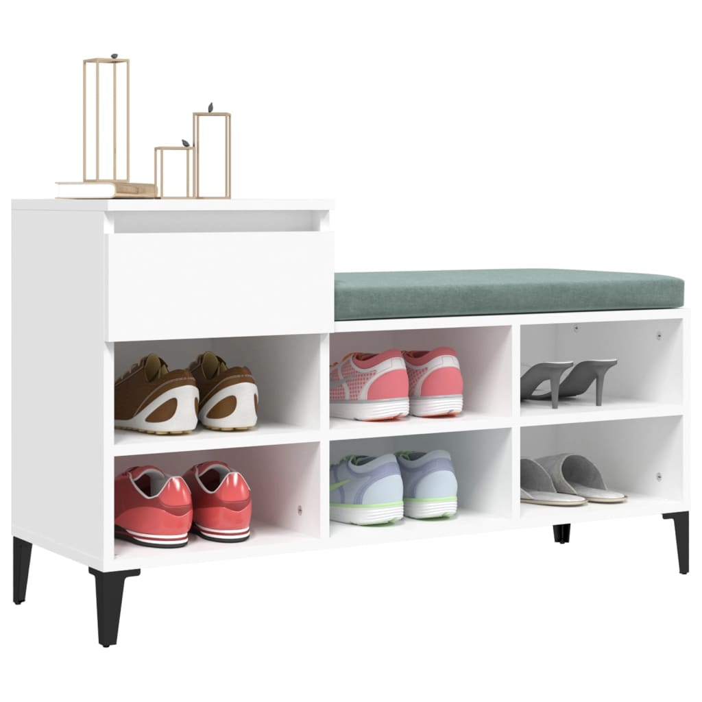 vidaXL Armoire à chaussures Blanc 102x36x60 cm Bois d'ingénierie