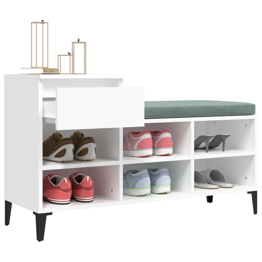 vidaXL Armoire à chaussures Blanc 102x36x60 cm Bois d'ingénierie