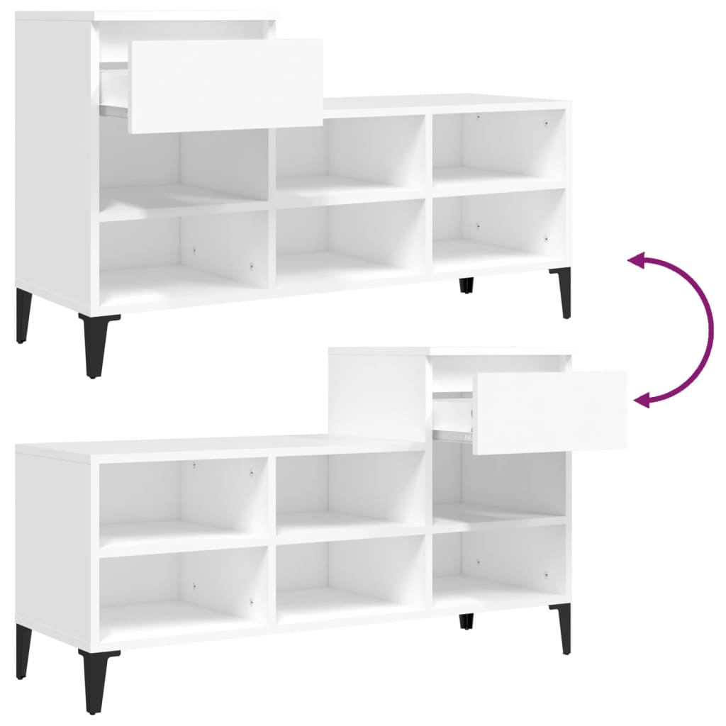 vidaXL Armoire à chaussures Blanc 102x36x60 cm Bois d'ingénierie