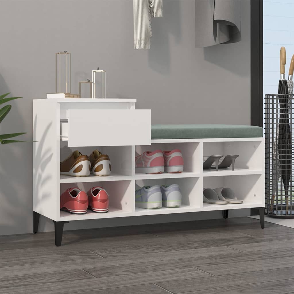 vidaXL Armoire à chaussure Blanc brillant 102x36x60 cm Bois ingénierie