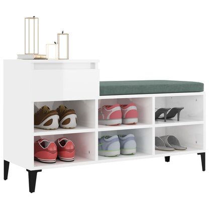 vidaXL Armoire à chaussure Blanc brillant 102x36x60 cm Bois ingénierie