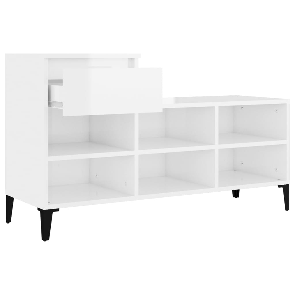 vidaXL Armoire à chaussure Blanc brillant 102x36x60 cm Bois ingénierie