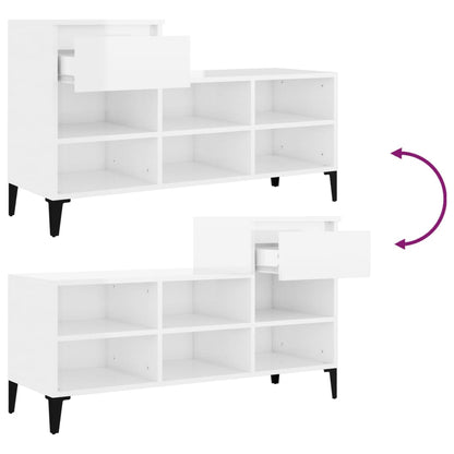 vidaXL Armoire à chaussure Blanc brillant 102x36x60 cm Bois ingénierie