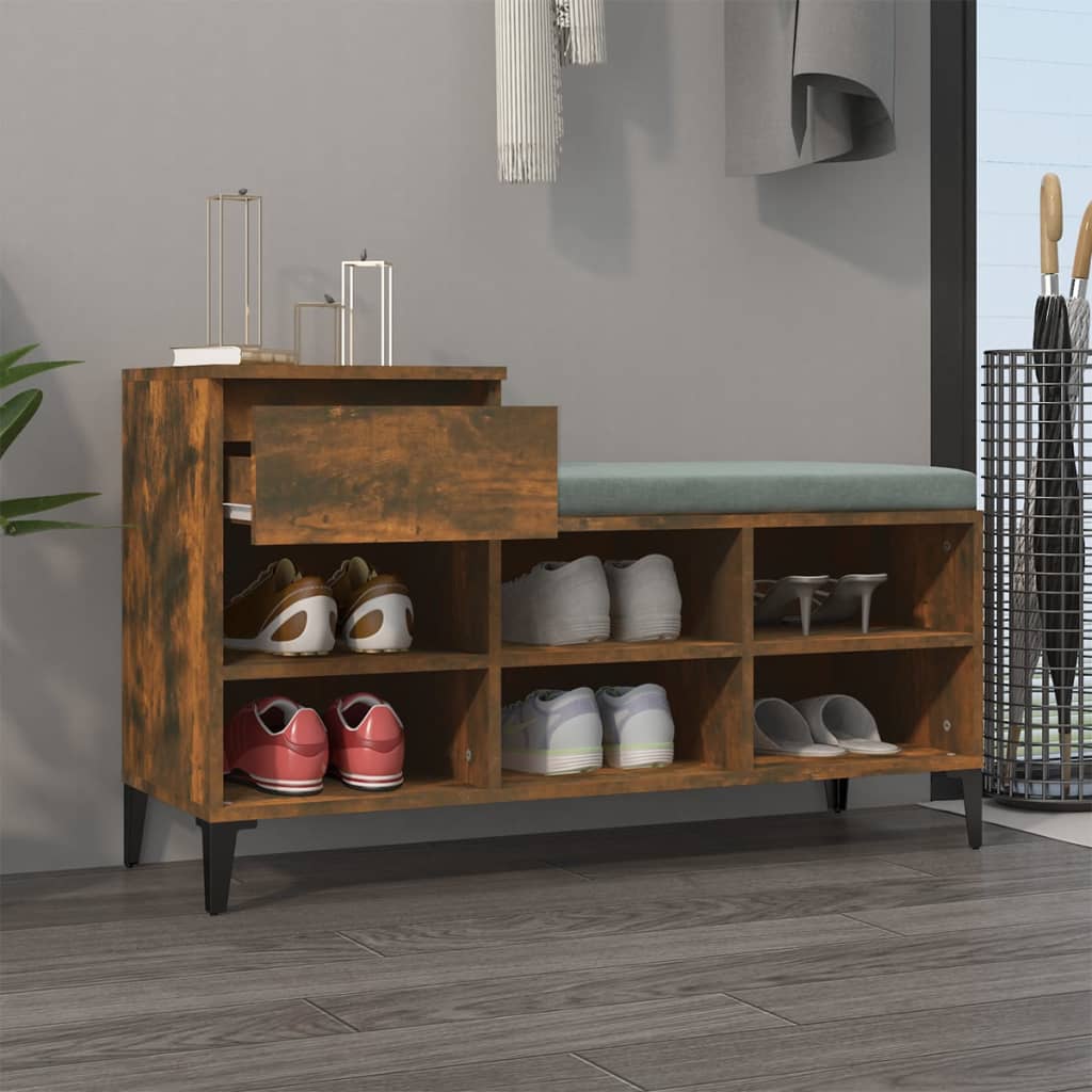 vidaXL Armoire à chaussures Chêne fumé 102x36x60 cm Bois d'ingénierie