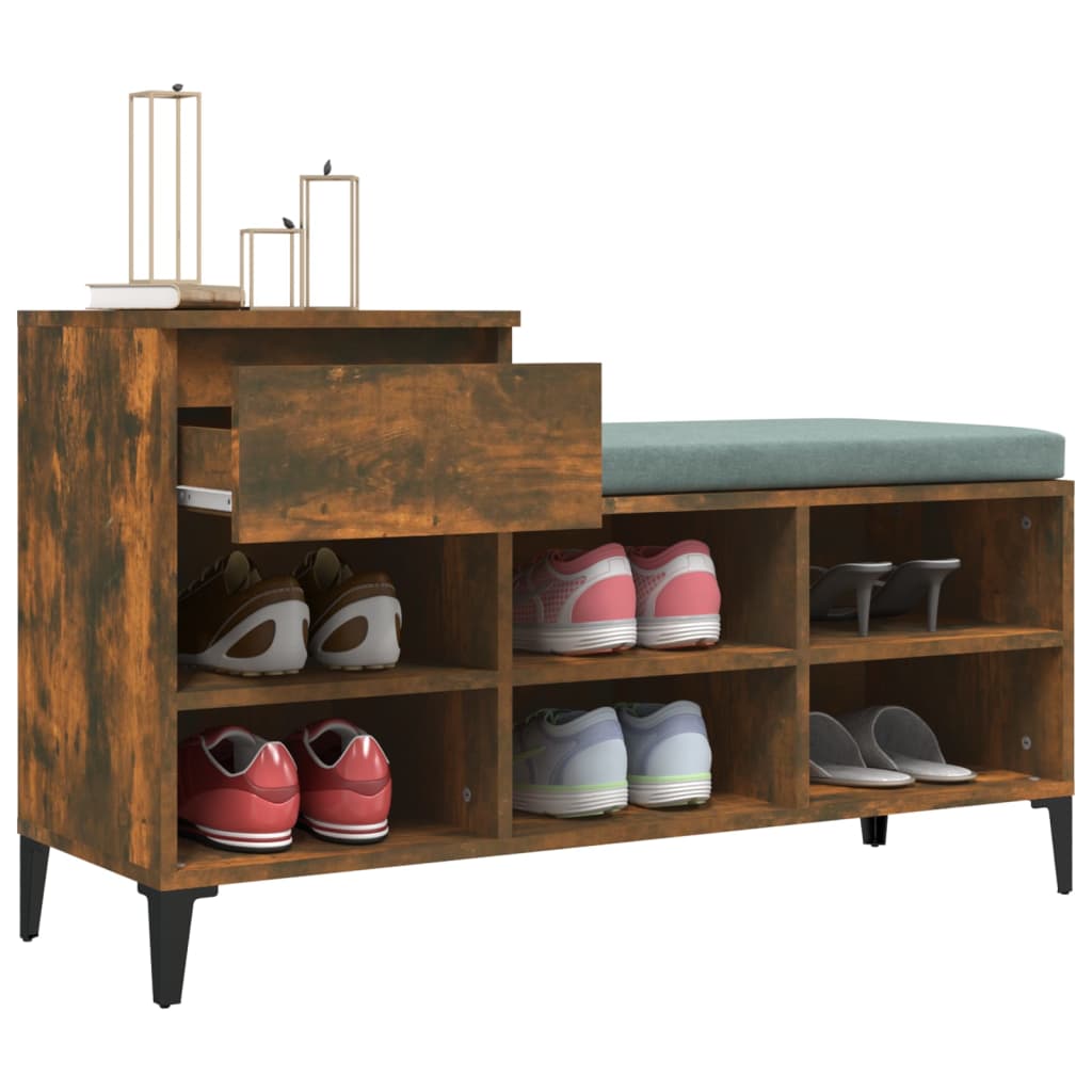 vidaXL Armoire à chaussures Chêne fumé 102x36x60 cm Bois d'ingénierie