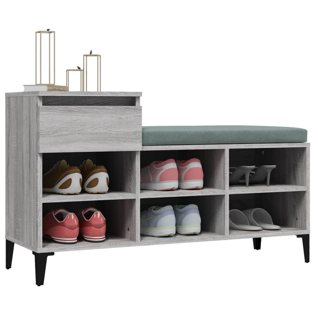 vidaXL Armoire à chaussures Sonoma gris 102x36x60 cm Bois d'ingénierie
