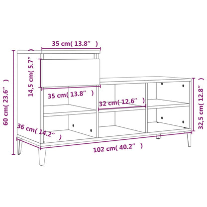 vidaXL Armoire à chaussures Sonoma gris 102x36x60 cm Bois d'ingénierie