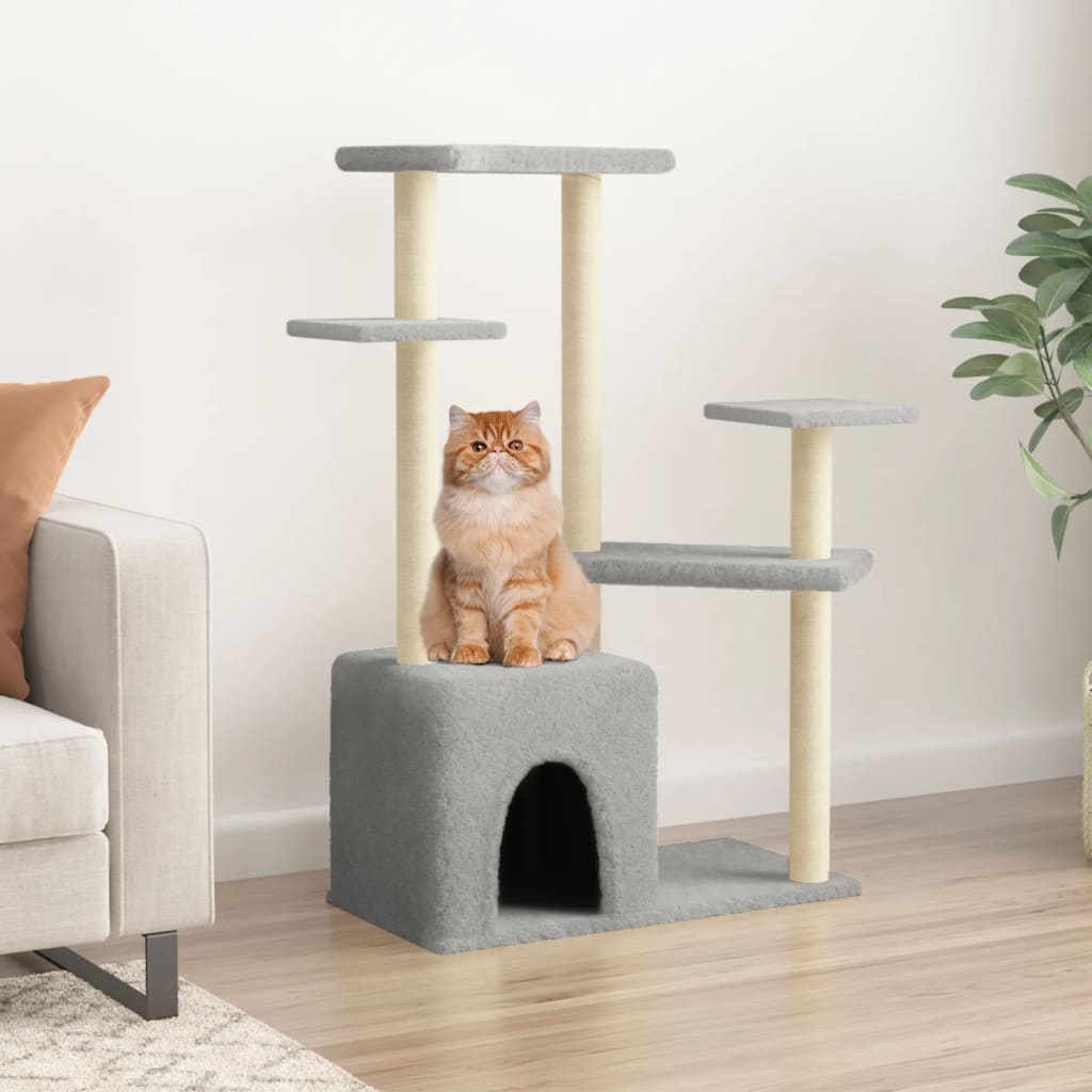 vidaXL Arbre à chat avec griffoirs en sisal gris clair 107,5 cm