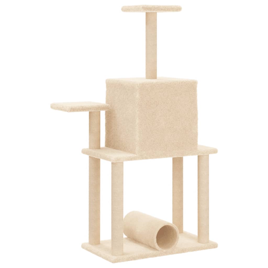 vidaXL Arbre à chat avec griffoirs en sisal crème 122 cm
