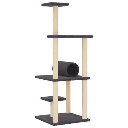 vidaXL Arbre à chat avec griffoirs en sisal gris foncé 136 cm