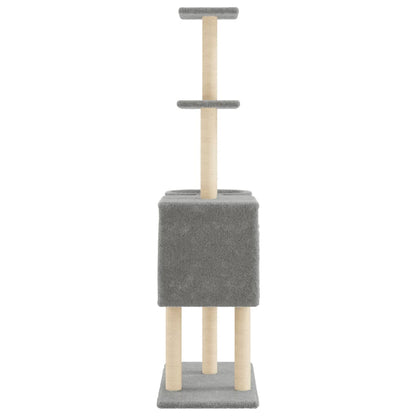 vidaXL Arbre à chat avec griffoirs en sisal Gris clair 145 cm