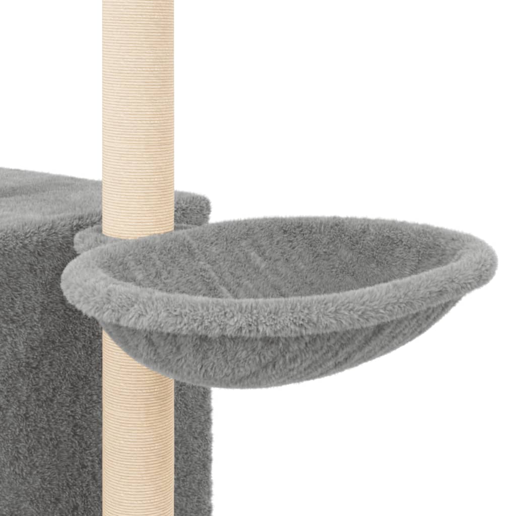 vidaXL Arbre à chat avec griffoirs en sisal Gris clair 145 cm