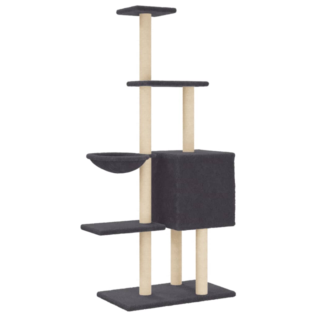 vidaXL Arbre à chat avec griffoirs en sisal Gris foncé 145 cm
