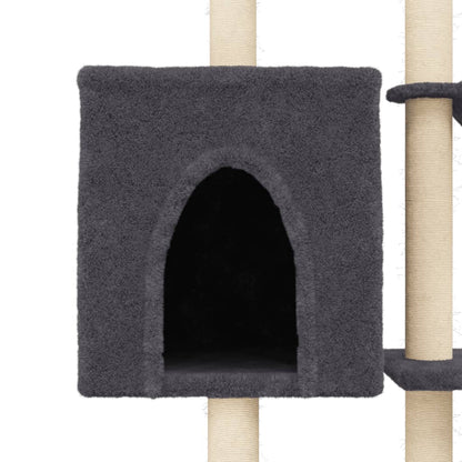 vidaXL Arbre à chat avec griffoirs en sisal Gris foncé 145 cm