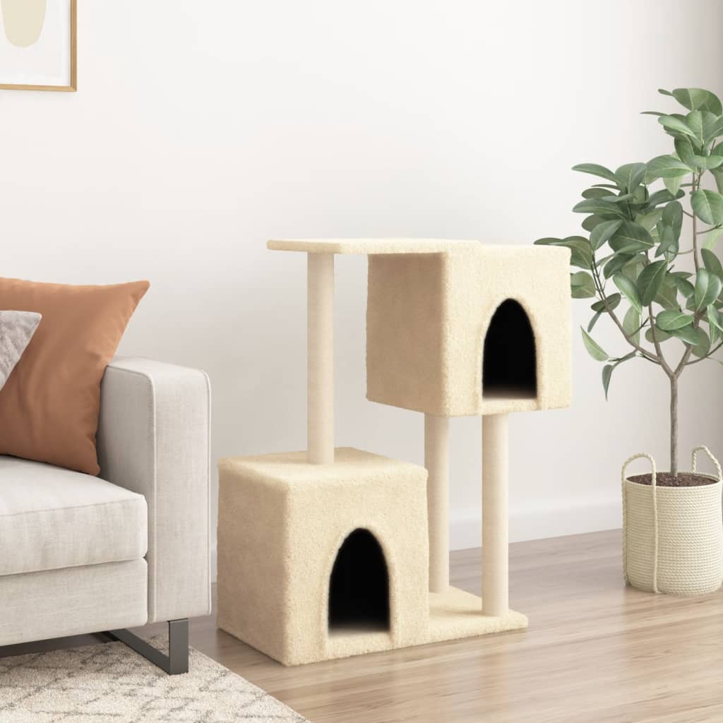 vidaXL Arbre à chat avec griffoirs en sisal Crème 86 cm