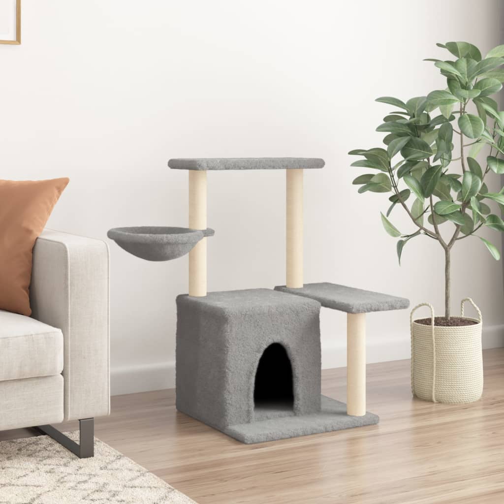 vidaXL Arbre à chat avec griffoirs en sisal Gris clair 83 cm