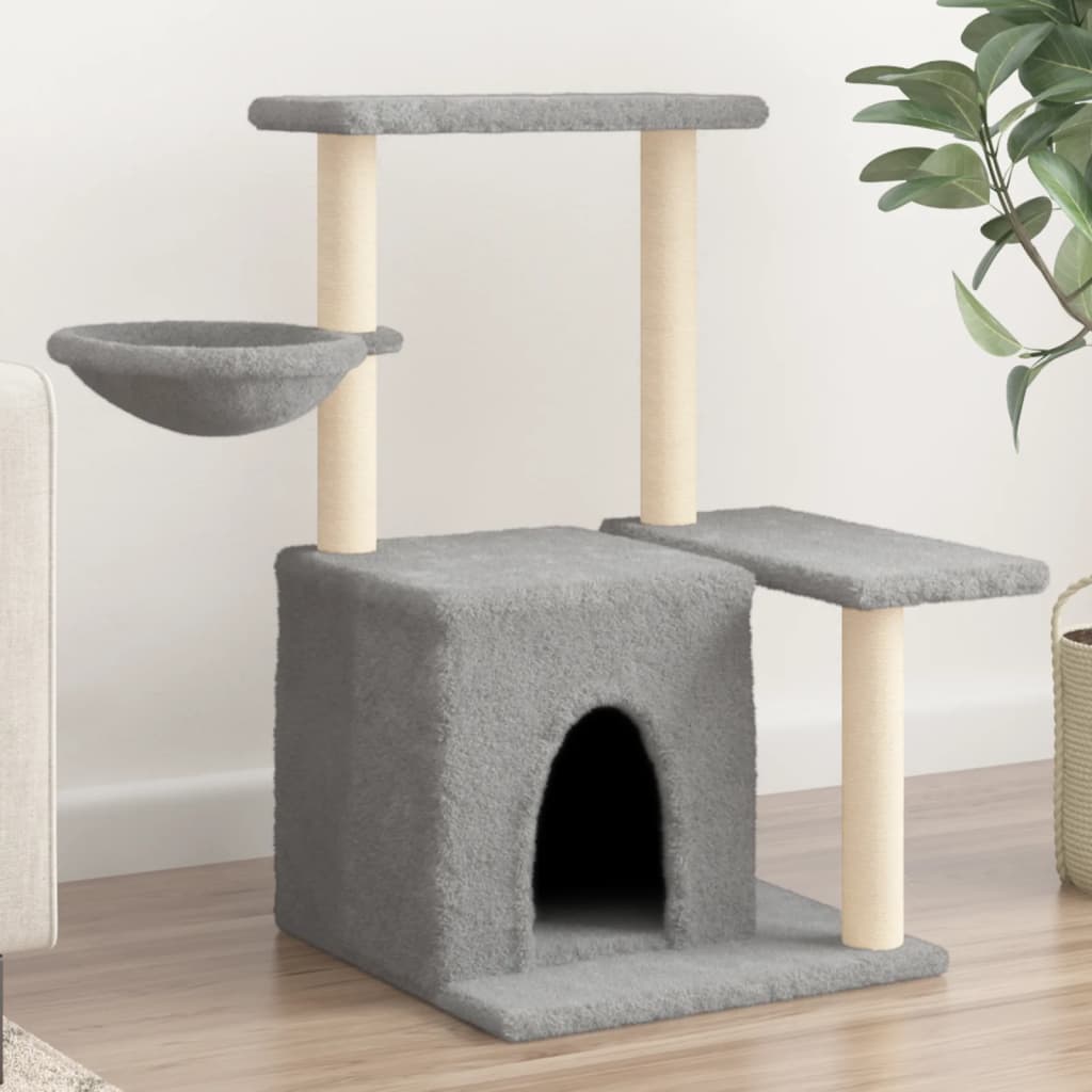 vidaXL Arbre à chat avec griffoirs en sisal Gris clair 83 cm