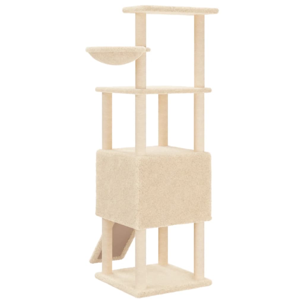 vidaXL Arbre à chat avec griffoirs en sisal Crème 153 cm
