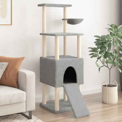 vidaXL Arbre à chat avec griffoirs en sisal Gris clair 153 cm