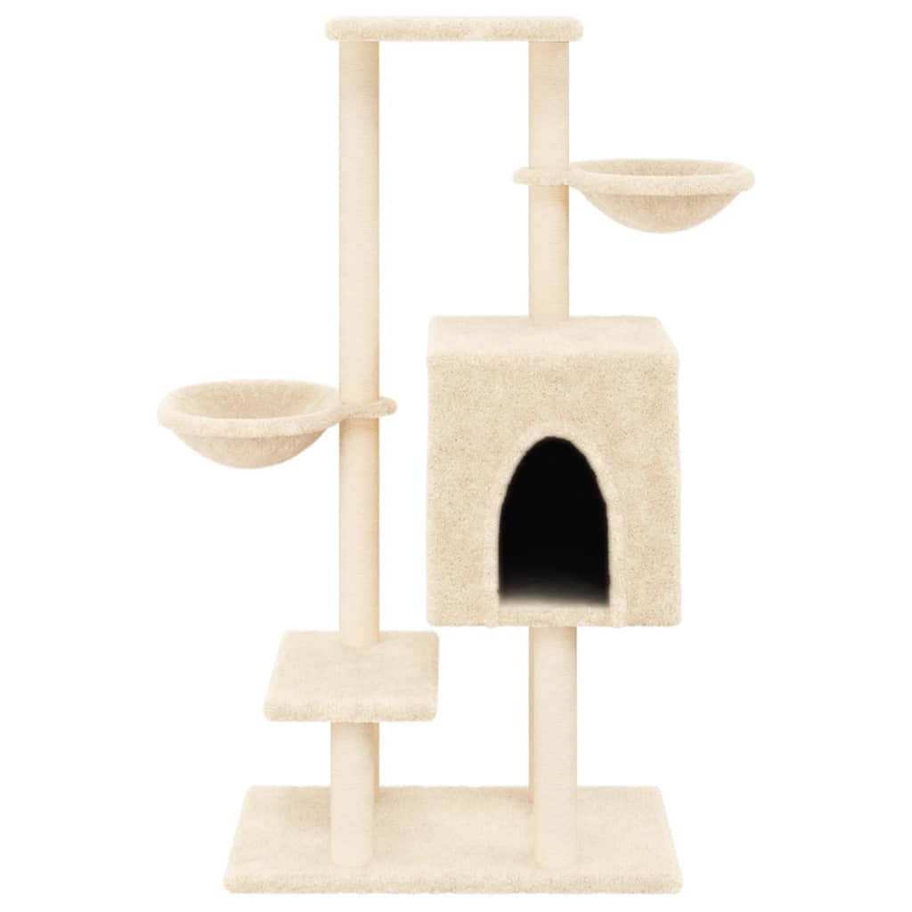 vidaXL Arbre à chat avec griffoirs en sisal crème 117 cm