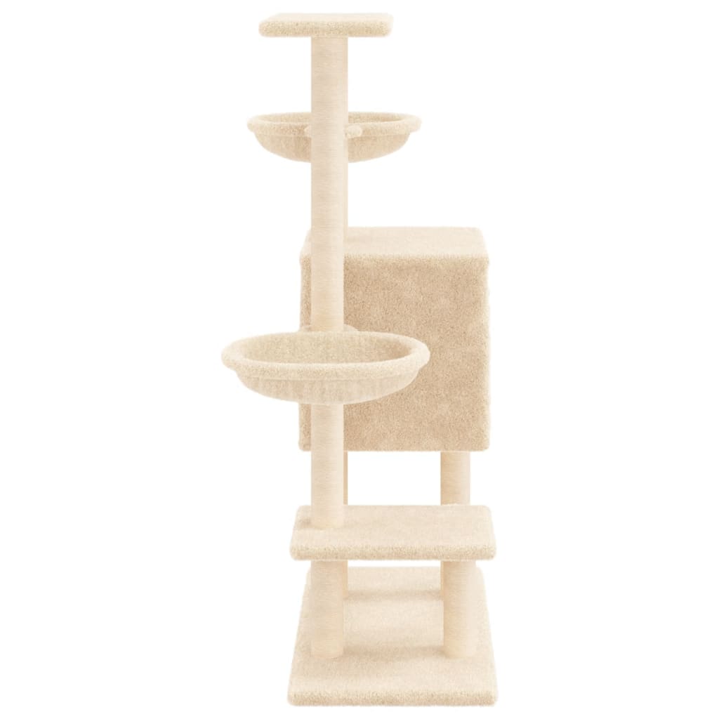 vidaXL Arbre à chat avec griffoirs en sisal crème 117 cm