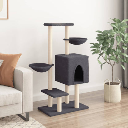 vidaXL Arbre à chat avec griffoirs en sisal gris foncé 117 cm