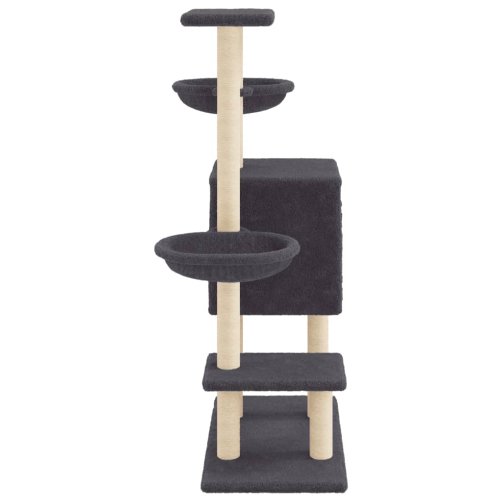 vidaXL Arbre à chat avec griffoirs en sisal gris foncé 117 cm