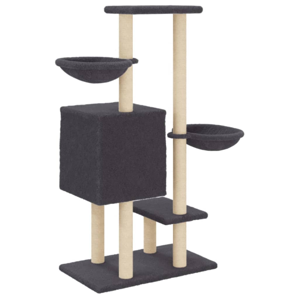 vidaXL Arbre à chat avec griffoirs en sisal gris foncé 117 cm