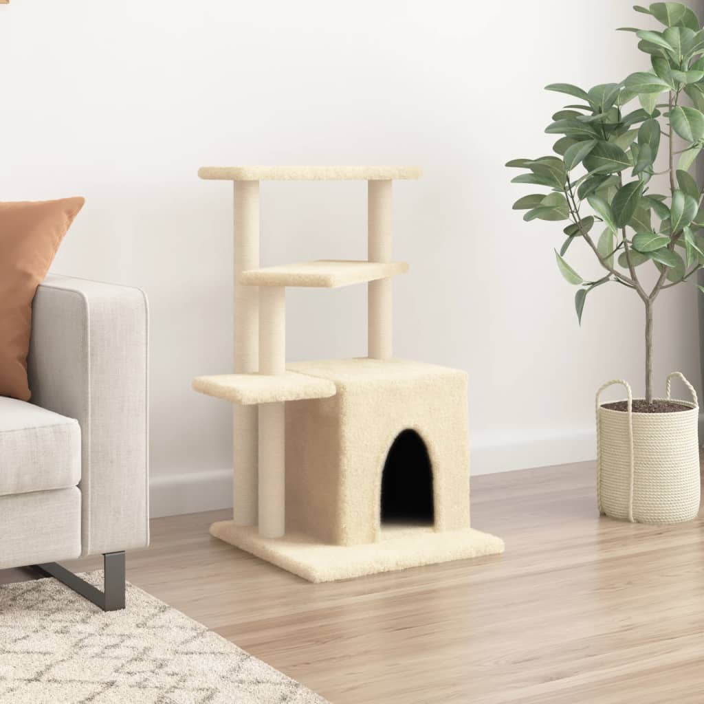 vidaXL Arbre à chat avec griffoirs en sisal crème 83,5 cm
