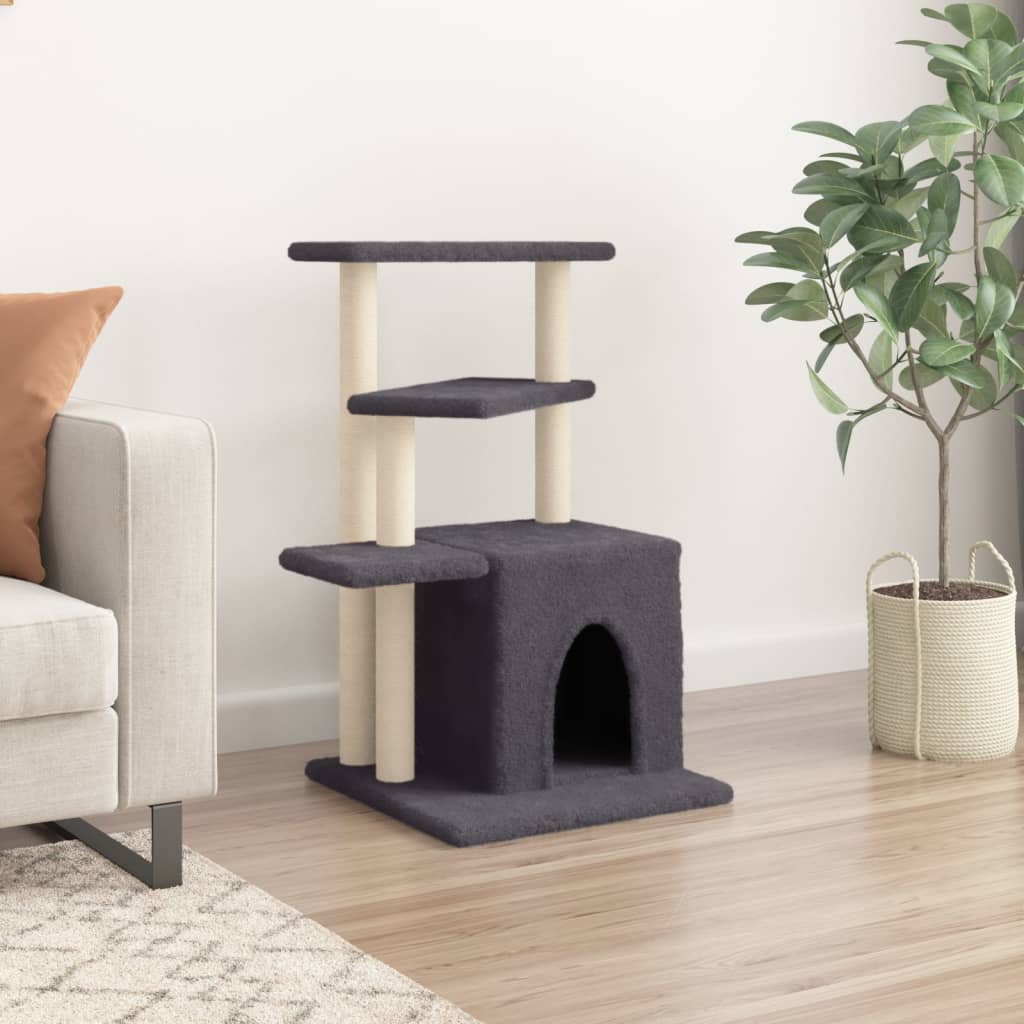 vidaXL Arbre à chat avec griffoirs en sisal gris foncé 83,5 cm