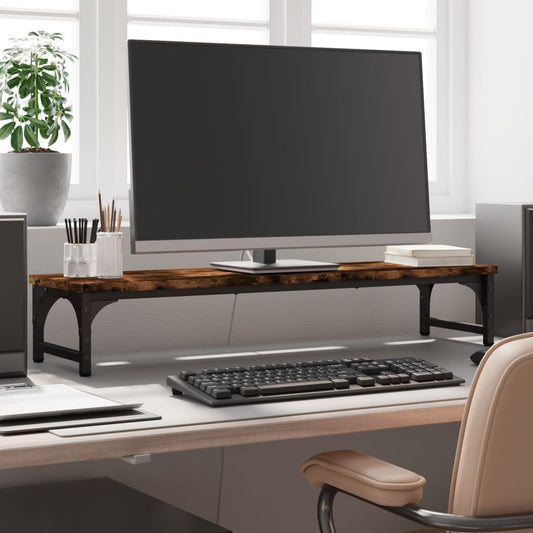 vidaXL Support de moniteur chêne fumé 85x23x15,5 cm bois d'ingénierie