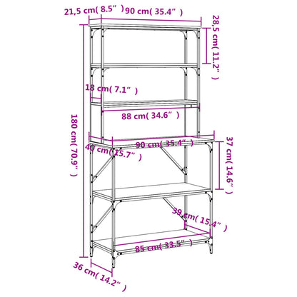 vidaXL Support de boulanger à 6 niveaux chêne marron 90x40x180 cm