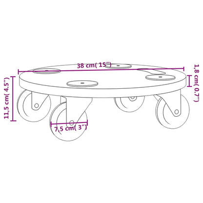 vidaXL Chariots sur roulettes 2 pcs rond bois d'ingénierie