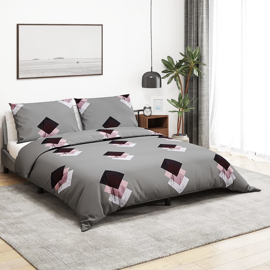 vidaXL Ensemble de housse de couette Gris 220x240 cm Coton