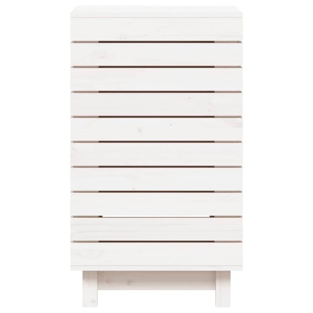vidaXL Panier à linge blanc 44x44x76 cm bois massif de pin
