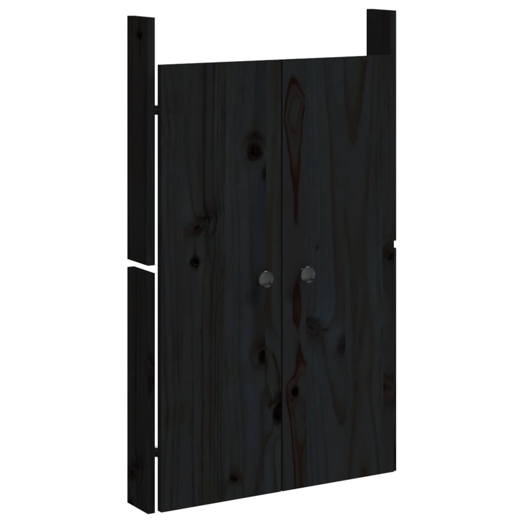 vidaXL Portes de cuisine d'extérieur 2 pcs noir bois de pin massif