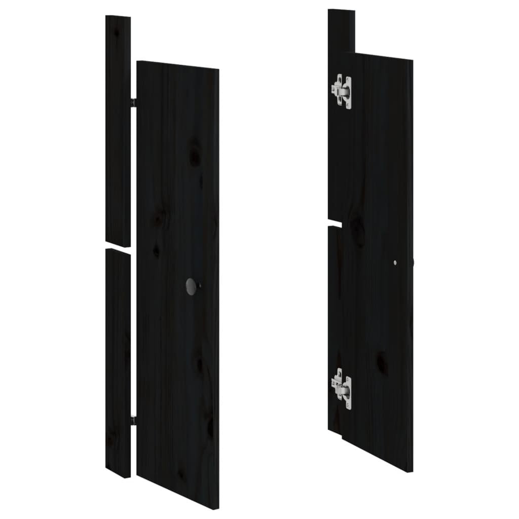 vidaXL Portes de cuisine d'extérieur 2 pcs noir bois de pin massif