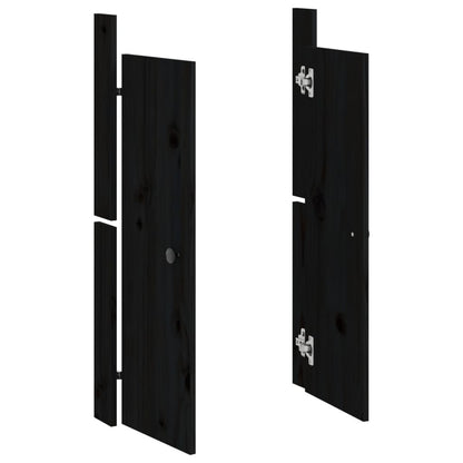 vidaXL Portes de cuisine d'extérieur 2 pcs noir bois de pin massif