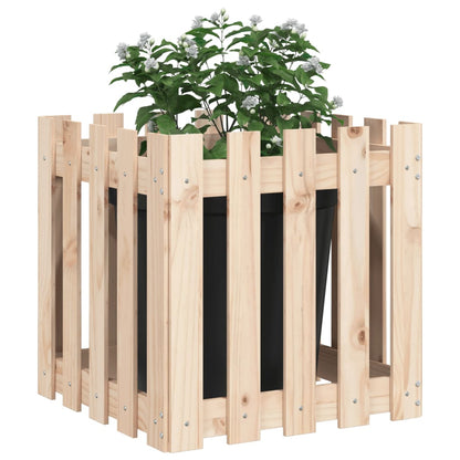 vidaXL Jardinière avec design de clôture 50x50x50 cm pin massif