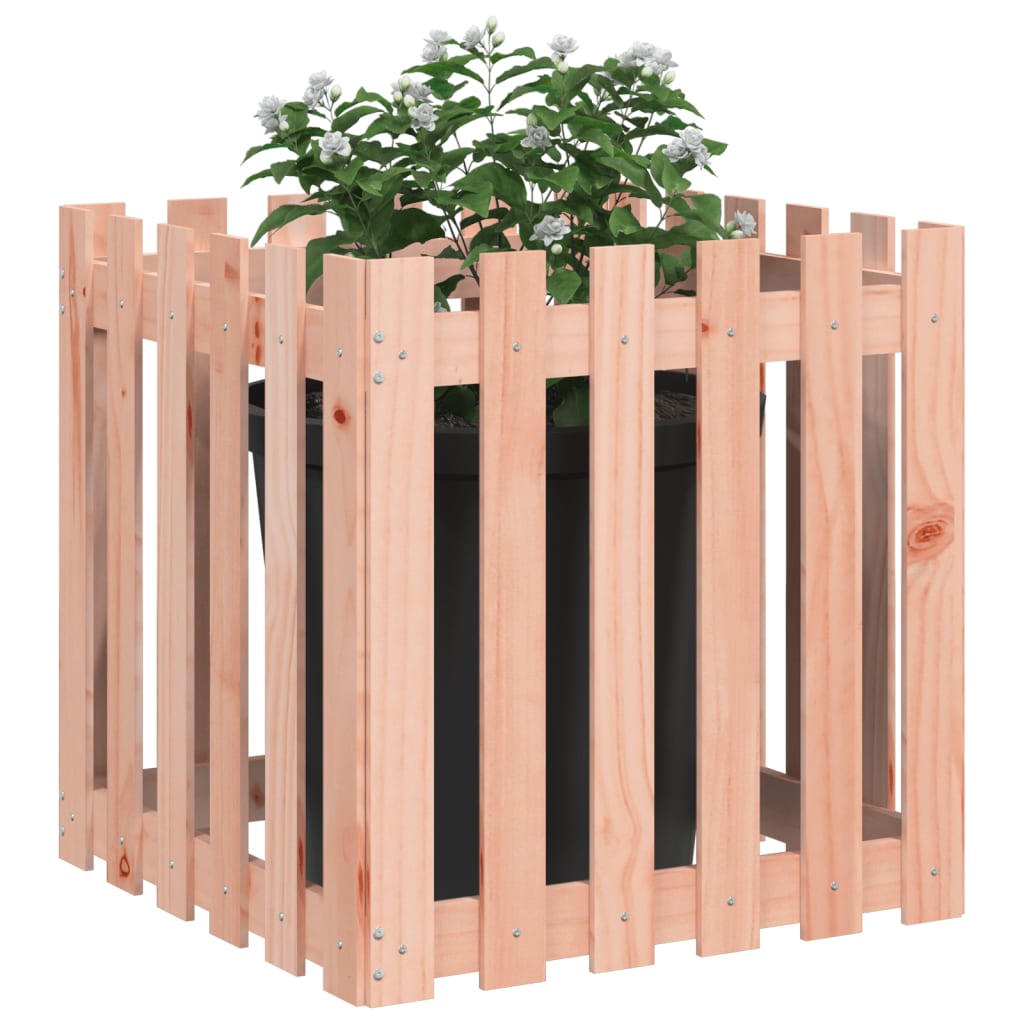 vidaXL Jardinière avec design de clôture 60x60x60 cm Douglas massif
