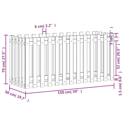 vidaXL Lit surélevé de jardin design de clôture 150x50x70cm pin massif