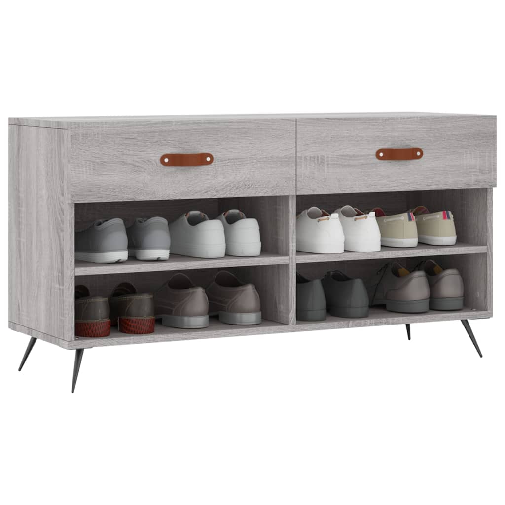 vidaXL Banc à chaussures sonoma gris 102x35x55 cm bois d'ingénierie