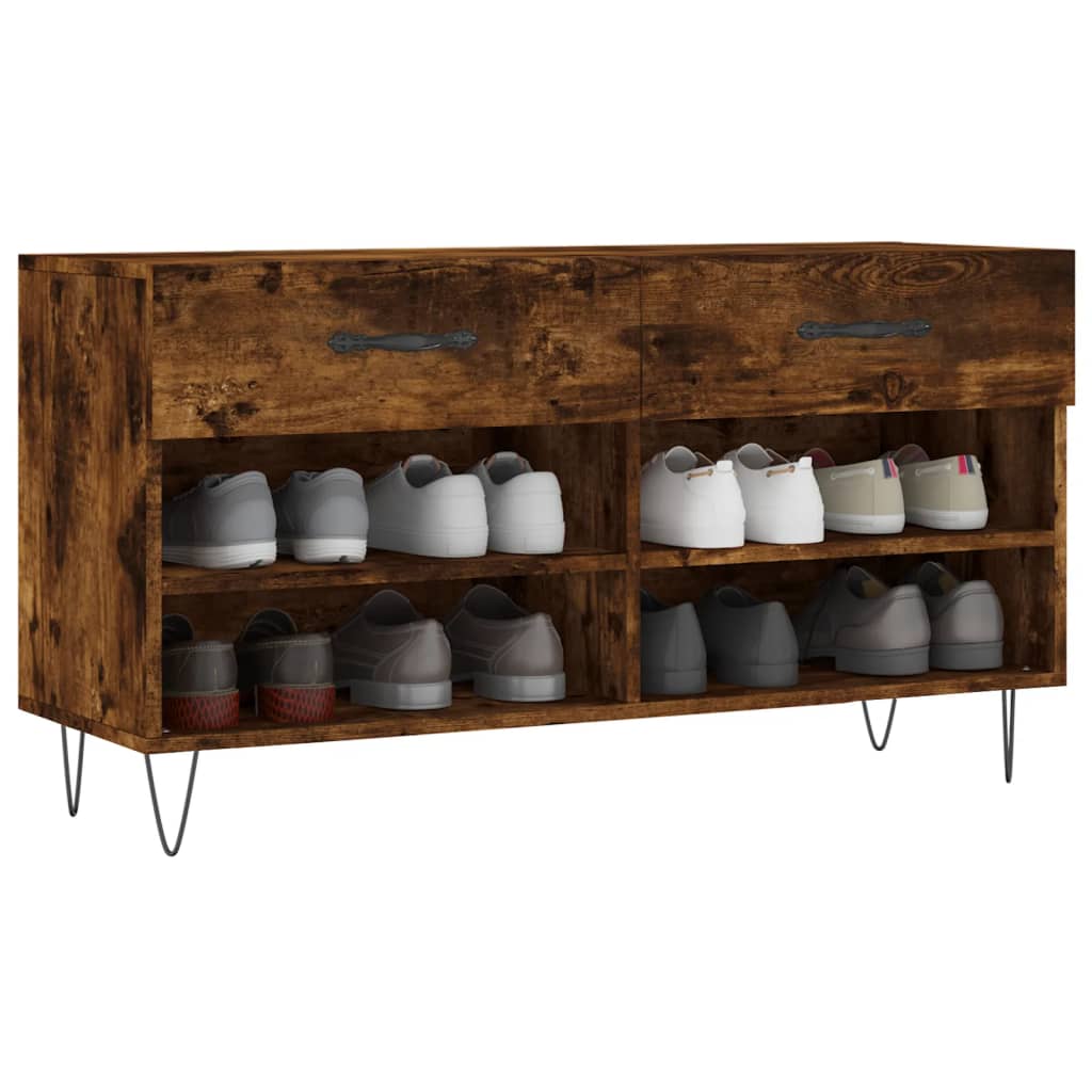 vidaXL Banc à chaussures chêne fumé 102x35x55 cm bois d'ingénierie