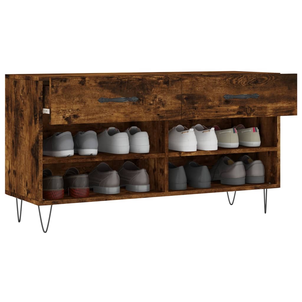 vidaXL Banc à chaussures chêne fumé 102x35x55 cm bois d'ingénierie