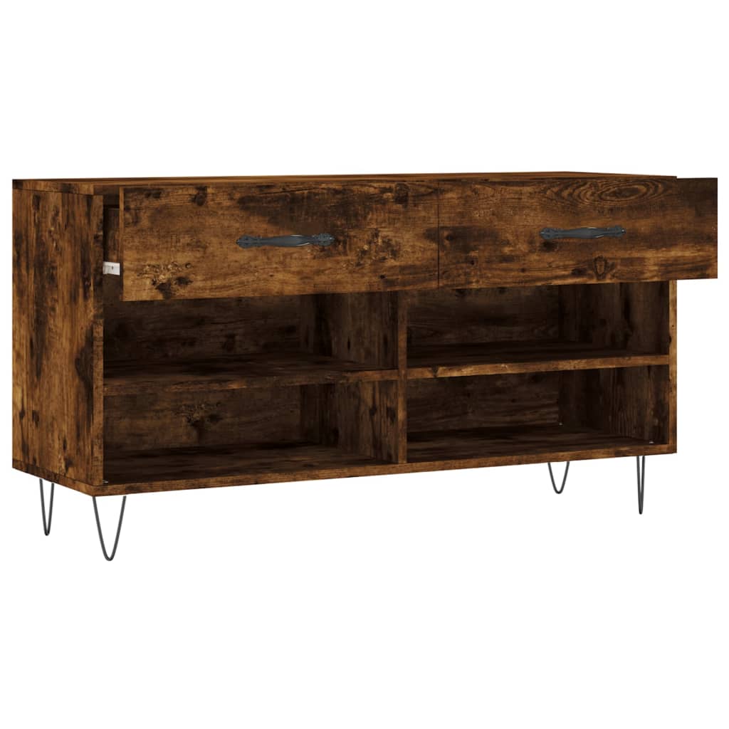 vidaXL Banc à chaussures chêne fumé 102x35x55 cm bois d'ingénierie