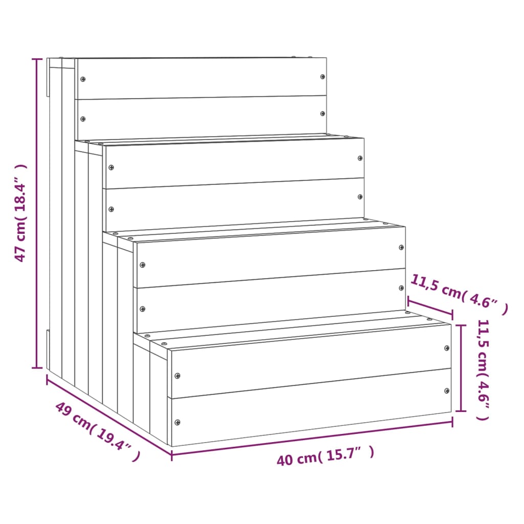 vidaXL Escalier pour animaux de compagnie Gris 40x49x47 cm Bois de pin