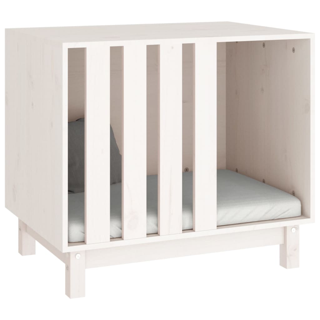vidaXL Niche pour chien Blanc 70x50x62 cm Bois de pin massif