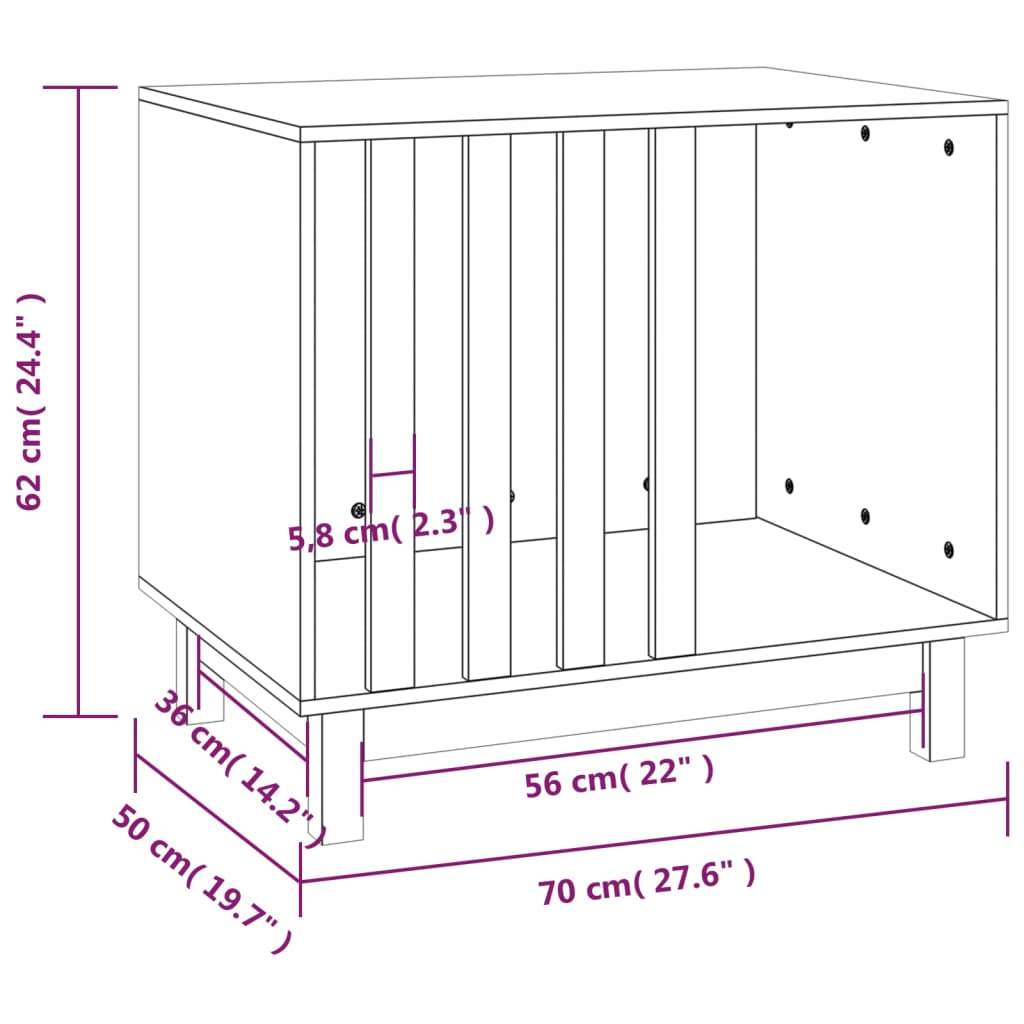 vidaXL Niche pour chien Blanc 70x50x62 cm Bois de pin massif