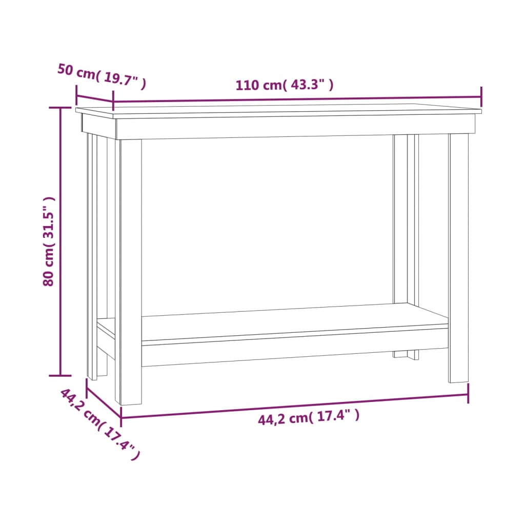 vidaXL Banc de travail Blanc 110x50x80 cm Bois de pin massif